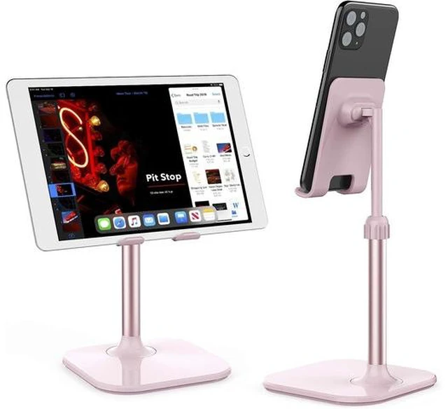 Main image of Cell Phone Stand Phone Stand for Desk Phone Holder Stand Compatible with iPhone and All Mobile Phones Tablet Christmas Stocking Stuffers Gifts for Adults Women Men Mom Wife Pink