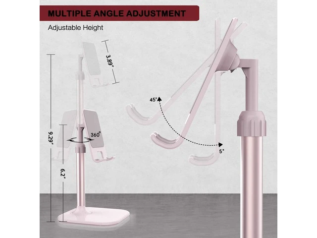 Alt view image 3 of 7 - Cell Phone Stand Phone Stand for Desk Phone Holder Stand Compatible with iPhone and All Mobile Phones Tablet Christmas Stocking Stuffers Gifts for Adults Women Men Mom Wife Pink