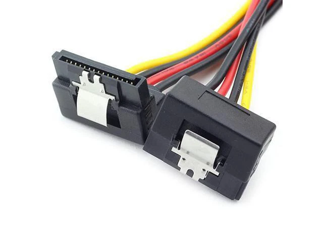 Alt view image 2 of 7 - 1pcs SATA 15Pin Power Splitter 90 Degree Hard Disk Power Extension Cable with Locking Latch SATA 15 Pin Male to 2 Female Right Angle
