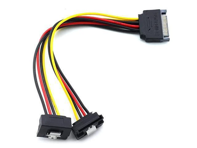 Alt view image 4 of 7 - 1pcs SATA 15Pin Power Splitter 90 Degree Hard Disk Power Extension Cable with Locking Latch SATA 15 Pin Male to 2 Female Right Angle