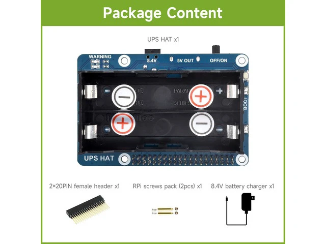 Alt view image 7 of 7 - UPS HAT for Raspberry Pi 5/4B, 5V Uninterruptible Power Supply Charge and Power Output at The Same Time