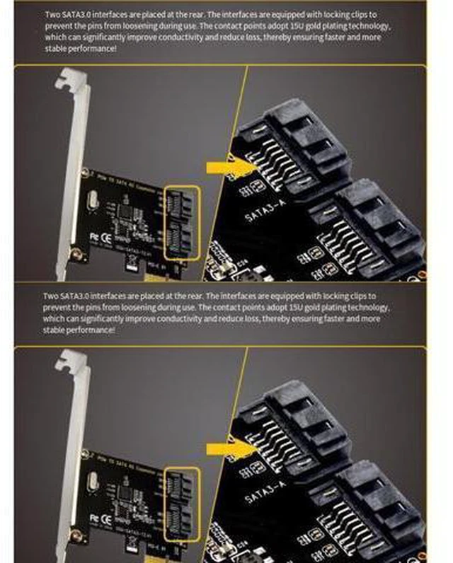 Alt view image 6 of 7 - PCIe to 2-Port SATA 3.0 Expansion Card, PCIe to SATA SSD Adapter Card, Hot Selling for Cross-Border