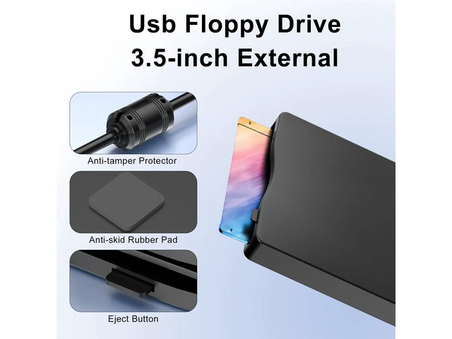 Alt view image 2 of 7 - Floppy Disk Reader,External Floppy Drive, 3.5" USB &Type C Floppy Disk Reader Portable 1.44 MB FDD for PC, Laptop and Desktop Compatible with Windows 2000/XP/Vista/7/8/10/11