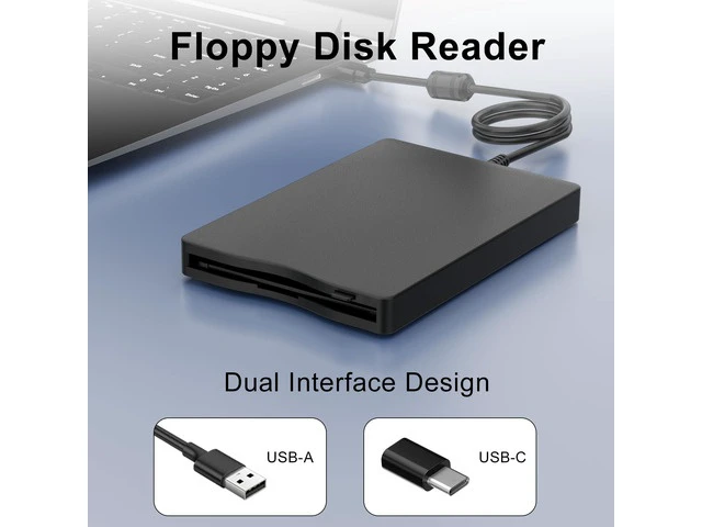 Alt view image 4 of 7 - Floppy Disk Reader,External Floppy Drive, 3.5" USB &Type C Floppy Disk Reader Portable 1.44 MB FDD for PC, Laptop and Desktop Compatible with Windows 2000/XP/Vista/7/8/10/11