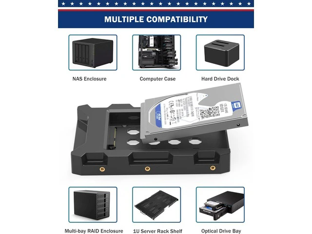 Alt view image 5 of 7 - 2.5'' SSD SATA to 3.5'' Hard Drive Adapter SSD Mounting Bracket Kit 1 Pack Internal SSD Desktop Adapter Hard Disk Drive Mounting Bracket Tray Case HDD Cage SSD Caddy Holder Converter for PC