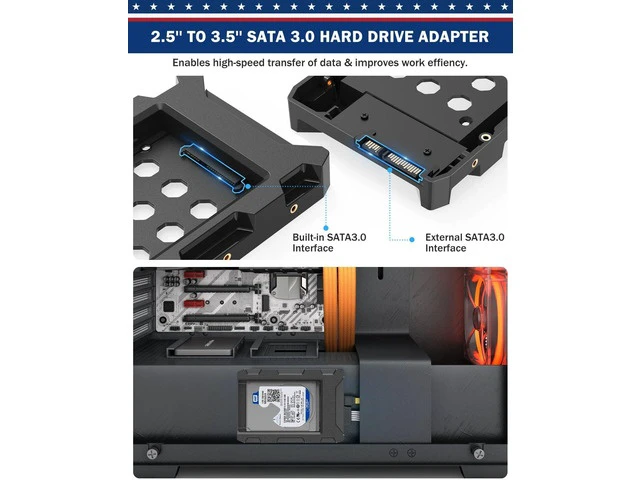Alt view image 3 of 7 - 2.5'' SSD SATA to 3.5'' Hard Drive Adapter SSD Mounting Bracket Kit 1 Pack Internal SSD Desktop Adapter Hard Disk Drive Mounting Bracket Tray Case HDD Cage SSD Caddy Holder Converter for PC