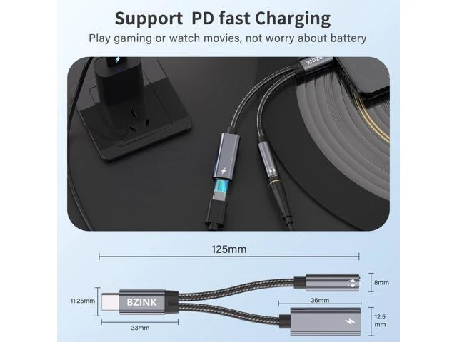 Alt view image 3 of 7 - USB C to 3.5mm Female Headphone and Charger Adapter 2-in-1 Type USBC to Aux Audio Jack Hi-Res DAC Adapter and Fast Charging Dongle Cable Compatible with iPhone 16/15 Pro Max Galaxy S22 S21 S20 Pixel