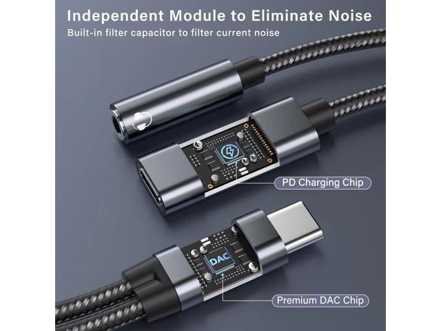 Alt view image 5 of 7 - USB C to 3.5mm Female Headphone and Charger Adapter 2-in-1 Type USBC to Aux Audio Jack Hi-Res DAC Adapter and Fast Charging Dongle Cable Compatible with iPhone 16/15 Pro Max Galaxy S22 S21 S20 Pixel
