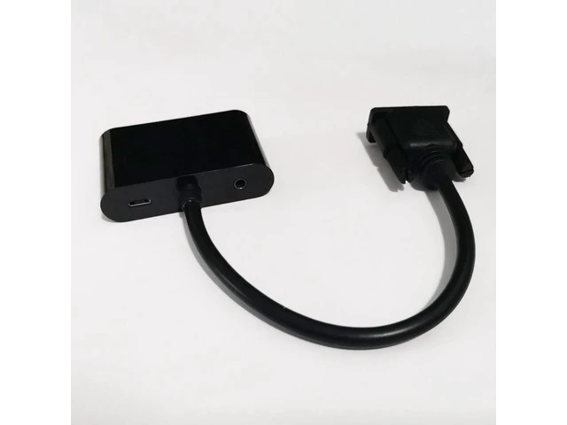Alt view image 2 of 3 - VGA to HDMI-compatible & VGA Adapter 1 in 2 Out with 3.5mm Audio cables Support VGA to HD-MI VGA PC Projector Multi-port Display