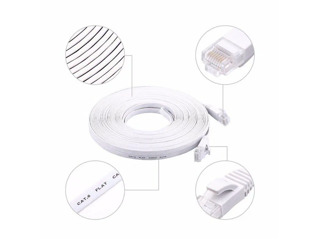 Alt view image 3 of 4 - 6PacK Flat Internet Network Cable Cat6 Computer Cable short Cat6 Ethernet Patch Lan Cable With Snagless Rj45 Connectors 1 Feet