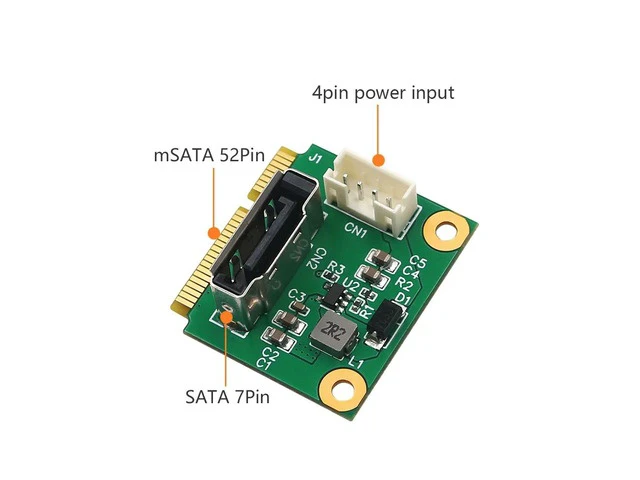 Alt view image 3 of 6 - Add On Cards MSATA to SATA 2.5inch Adapter 5V Power Supply with Cable mSATA to SATA 2.5" Riser w/ Mini Card Half to Full Bracket