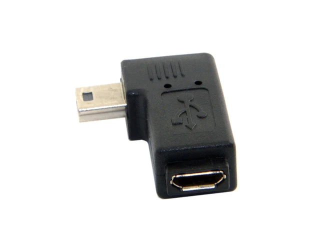 Alt view image 3 of 3 - 90 Degree Angled Mini USB Male to Micro USB Female Data Sync Power Adapter Converter Charger