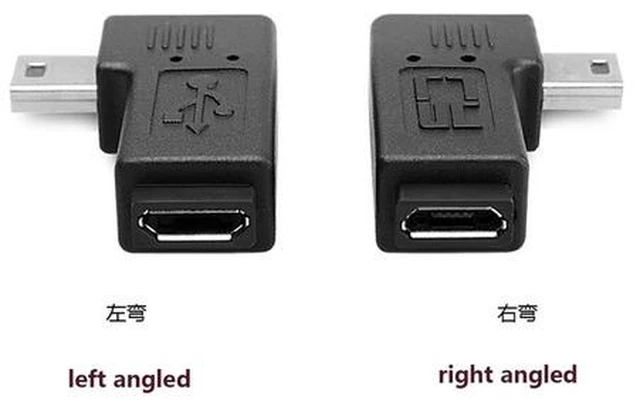 Main image of 90 Degree Angled Mini USB Male to Micro USB Female Data Sync Power Adapter Converter Charger