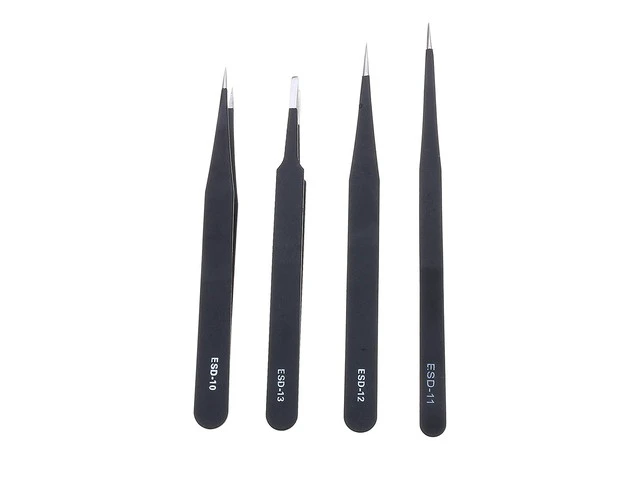 Alt view image 4 of 7 - 9 Pcs ESD Tweezer Anti-static Stainless Steel Precision Tweezers for Electronics Nail Beauty