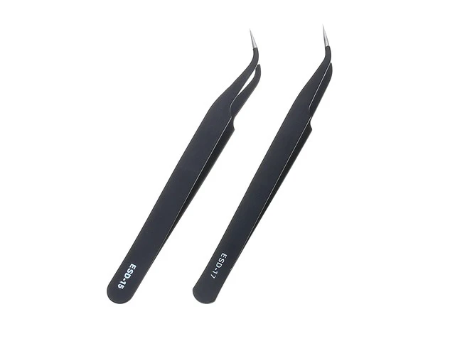 Alt view image 5 of 7 - 9 Pcs ESD Tweezer Anti-static Stainless Steel Precision Tweezers for Electronics Nail Beauty