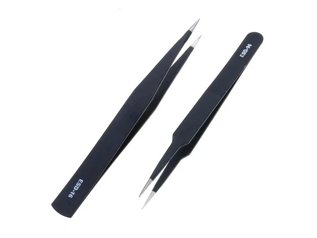 Alt view image 7 of 7 - 9 Pcs ESD Tweezer Anti-static Stainless Steel Precision Tweezers for Electronics Nail Beauty