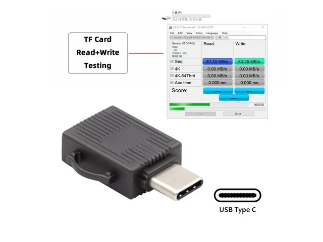 Alt view image 3 of 3 - 5Gbps USB 3.0 Type C USB-C to Micro SD SDXC TF Card Reader Adapter for Laptop Tablet Phone