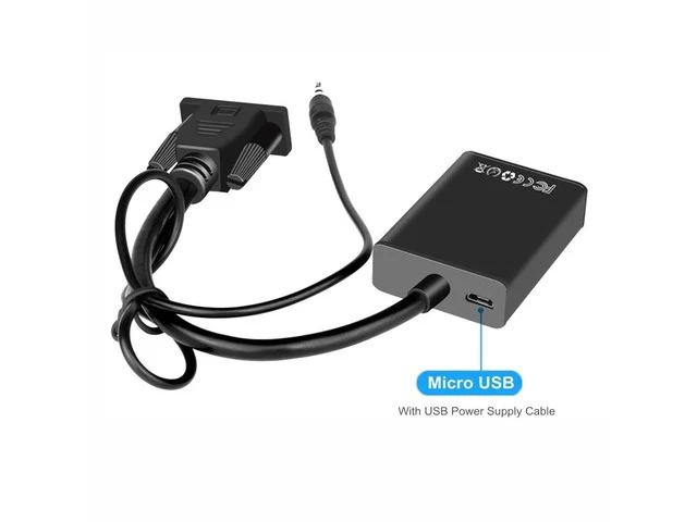 Alt view image 5 of 6 - VGA Male to HDMI Female Adapter 1080P Full HD VGA to HDMI cable Converter with Audio for PC Laptop Game Player TV Projector