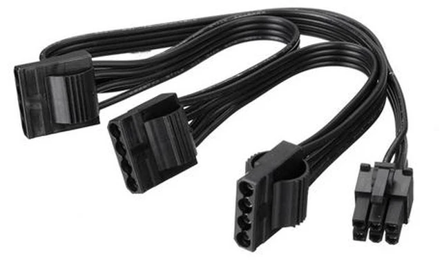 Main image of 6Pin Male 1 to 3 IDE Female Power Supply Splitter Extension Cable for Molex 4Pin Port Multiplier