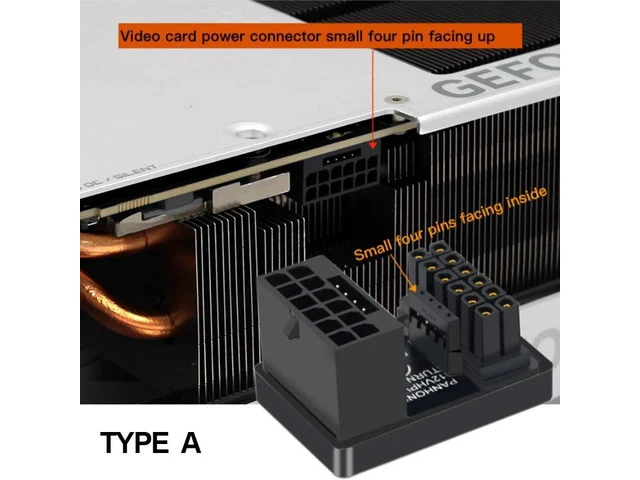 Alt view image 3 of 7 - PCIe5.0 Graphics Card ATX3.0 Power Adapter 12VHPWR 12+4 16Pin 600W Power Supply Adapter Male To Female 180 Degree Turn Connector(Black TYPE B)