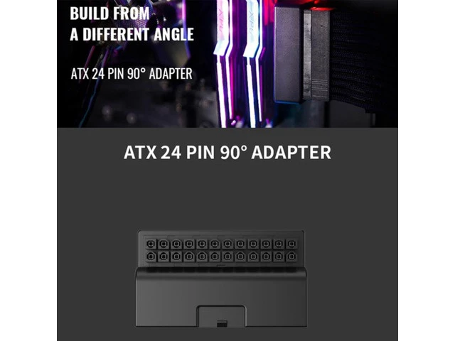 Alt view image 3 of 3 - Atx Power Supply 24P to 90 Degree Connector 24pin Steering Head for Computer Motherboard Wiring Cable Connection DIY