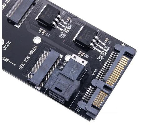 Alt view image 3 of 12 - SATA NVME M2 Adapter SSD M2 Adapter NVME PCIE SSD to SFF-8643 Adapter M.2 NGFF SATA SSD to SATA Add On Cards Riser for 22110 M.2