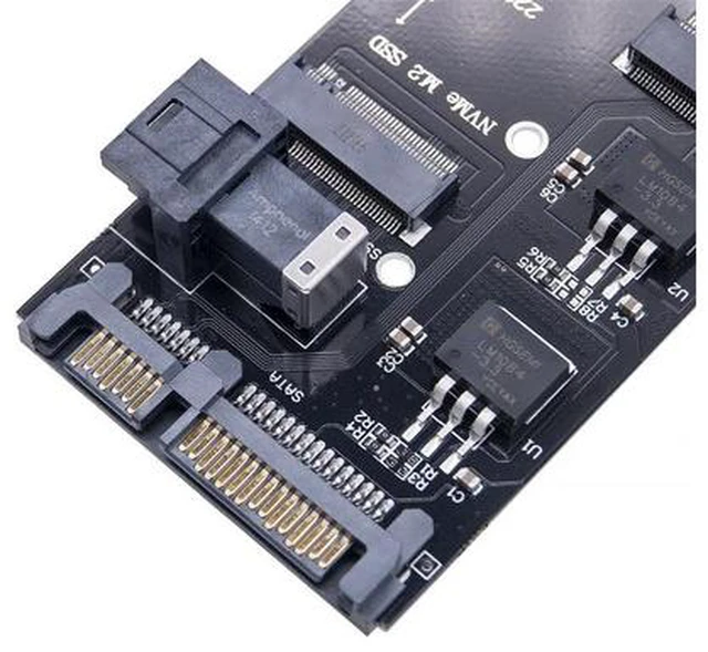 Alt view image 4 of 12 - SATA NVME M2 Adapter SSD M2 Adapter NVME PCIE SSD to SFF-8643 Adapter M.2 NGFF SATA SSD to SATA Add On Cards Riser for 22110 M.2