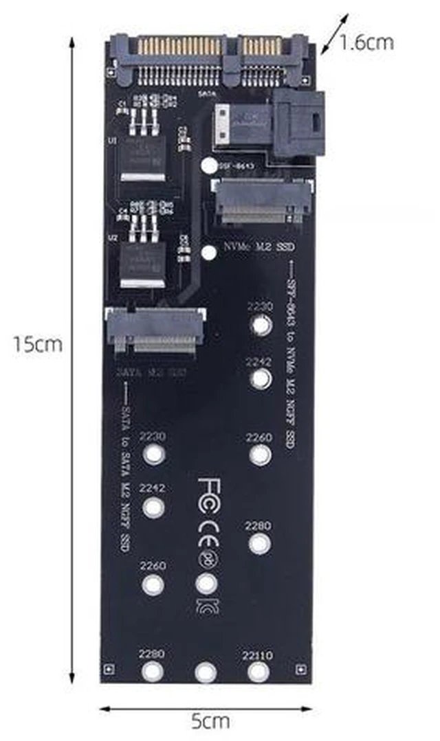 Alt view image 5 of 12 - SATA NVME M2 Adapter SSD M2 Adapter NVME PCIE SSD to SFF-8643 Adapter M.2 NGFF SATA SSD to SATA Add On Cards Riser for 22110 M.2