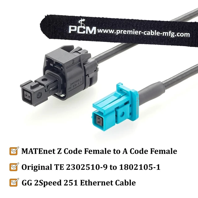 Alt view image 2 of 7 - TE MATEnet Z Code Female to A Code Female Automotive Ethernet Cable (2M)