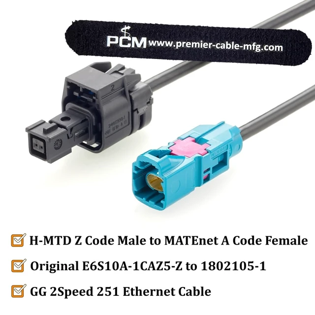 Alt view image 2 of 7 - H-MTD Z Code Male to MATEnet A Code Female Automotive Ethernet Cable (2M)