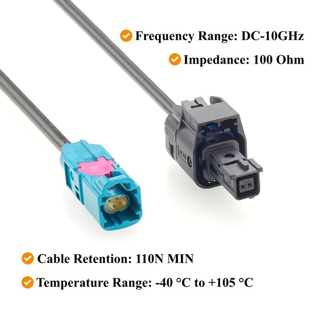 Alt view image 5 of 7 - H-MTD Z Code Male to MATEnet A Code Female Automotive Ethernet Cable (2M)
