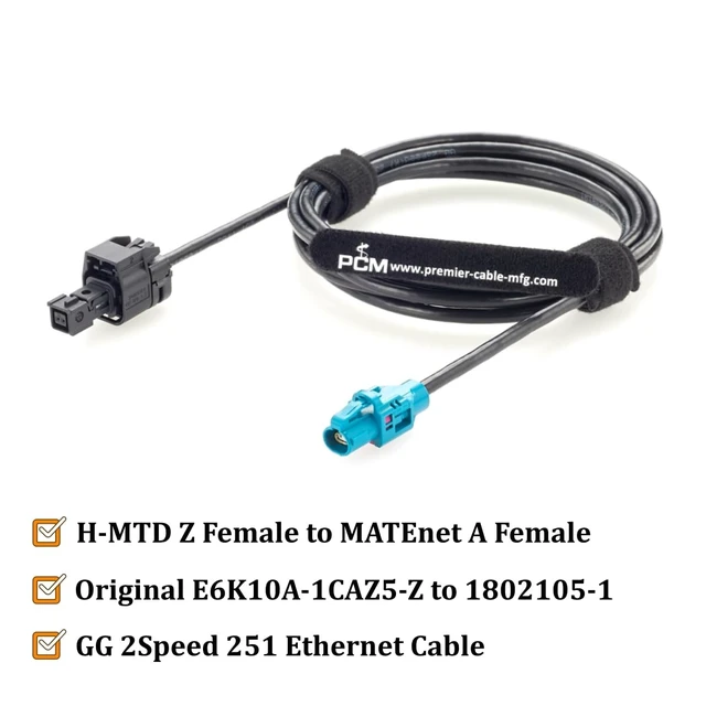 Alt view image 2 of 7 - H-MTD Z Code Female to MATEnet A Code Female Automotive Ethernet Cable (2m)