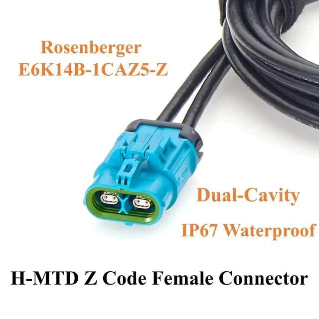 Alt view image 3 of 7 - IP67 2-in-1 H-MTD Z Code Female to Female Automotive Ethernet Cable (2M)