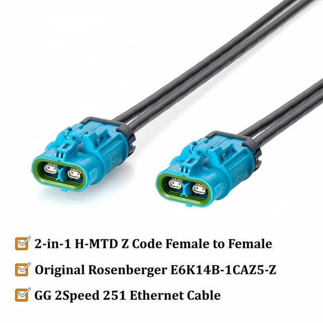 Alt view image 2 of 7 - IP67 2-in-1 H-MTD Z Code Female to Female Automotive Ethernet Cable (2M)