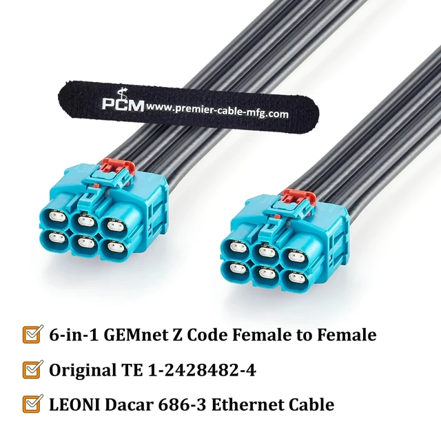 Alt view image 2 of 7 - 6-in-1 GEMnet Z Code Female to Female Automotive Ethernet Cable (1.64FT)