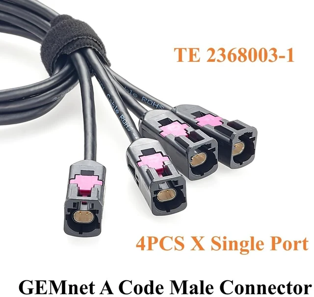 Alt view image 4 of 7 - Quad GEMnet Z Code Female to A Code Male Automotive Ethernet Cable (1.64FT)