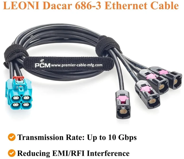 Alt view image 6 of 7 - Quad GEMnet Z Code Female to A Code Male Automotive Ethernet Cable (1.64FT)