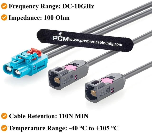 Alt view image 5 of 7 - 2-in-1 GEMnet Z Code Female to A Code Male Automotive Ethernet Cable (1M)