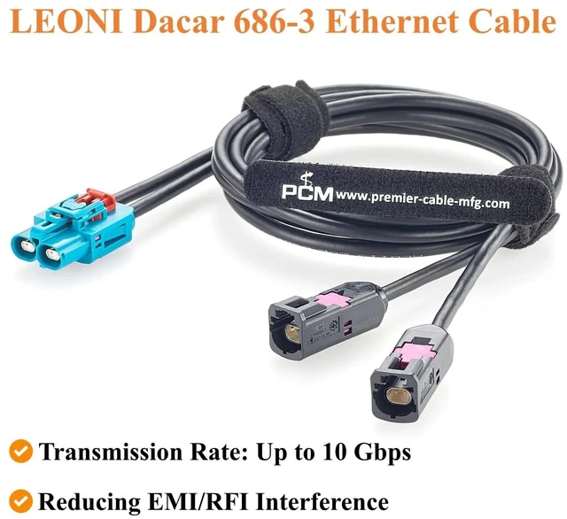 Alt view image 6 of 7 - 2-in-1 GEMnet Z Code Female to A Code Male Automotive Ethernet Cable (1M)