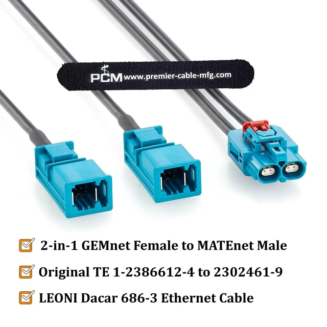 Alt view image 2 of 7 - 2-in-1 GEMnet Female to MATEnet Male Automotive Ethernet Cable (1M/3.28FT)