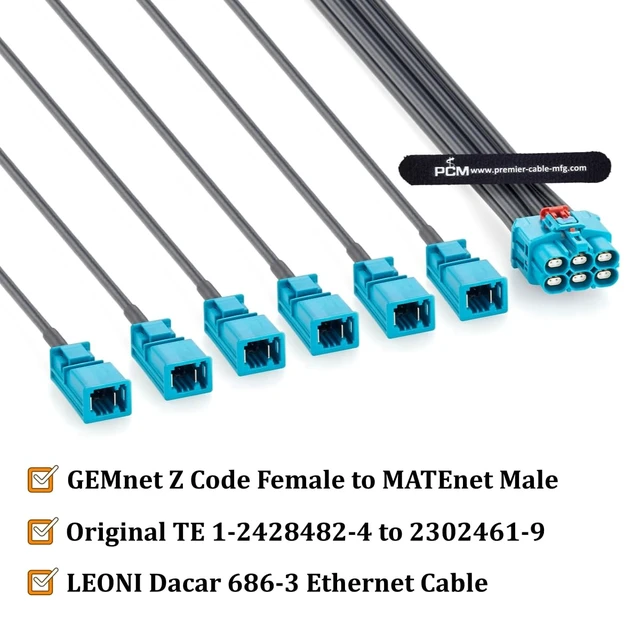 Alt view image 2 of 7 - 6-in-1 GEMnet Female to MATEnet Male Automotive Ethernet Cable(0.5M/1.64FT)