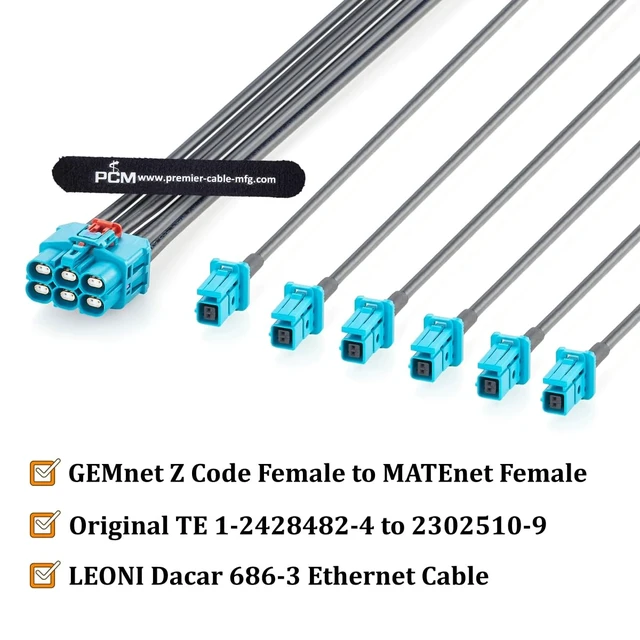 Alt view image 2 of 7 - 6-in-1 GEMnet to MATEnet Automotive Ethernet Splitter Cable (0.5M/1.64FT)