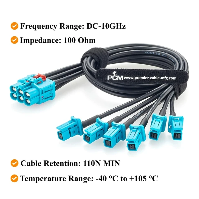 Alt view image 5 of 7 - 6-in-1 GEMnet to MATEnet Automotive Ethernet Splitter Cable (0.5M/1.64FT)