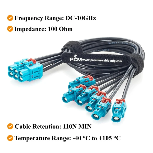 Alt view image 5 of 7 - 6-in-1 TE GEMnet Z Code Gigabit Automotive Ethernet Cable (0.5M/1.64FT)