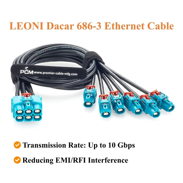 Alt view image 6 of 7 - 6-in-1 TE GEMnet Z Code Gigabit Automotive Ethernet Cable (0.5M/1.64FT)
