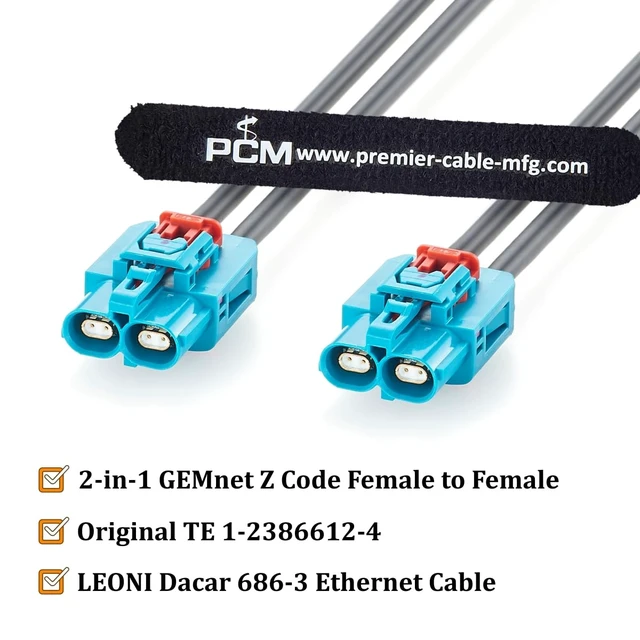Alt view image 2 of 7 - 2-in-1 GEMnet Z Code Female to Female Automotive Ethernet Cable 1-2386612-4 (1M/3.28FT)