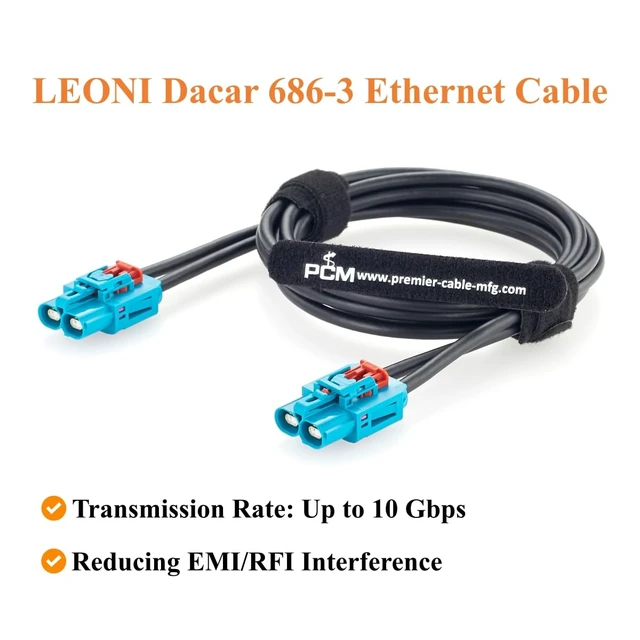 Alt view image 5 of 7 - 2-in-1 GEMnet Z Code Female to Female Automotive Ethernet Cable 1-2386612-4 (1M/3.28FT)