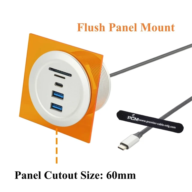 Alt view image 2 of 7 - USB-C Desktop Grommet Hub, SD & Micro SD Card Reader, 10Gbps (1.5M)