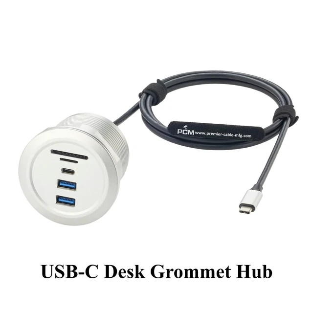 Alt view image 6 of 7 - USB-C Desktop Grommet Hub, SD & Micro SD Card Reader, 10Gbps (1.5M)