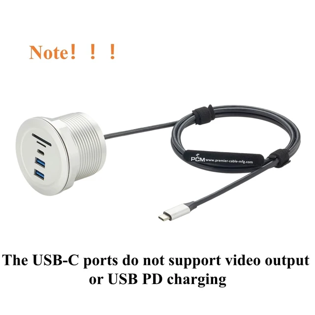 Alt view image 5 of 7 - USB-C Desktop Grommet Hub, SD & Micro SD Card Reader, 10Gbps (1.5M)